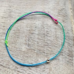 Silver Tone Metal Bead Adjustable Bracelet